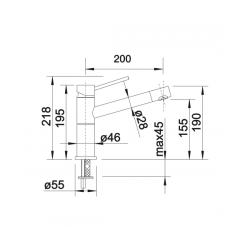 Bateria Blanco ALTA Compact Silgranit-Look Czarny/Chrom 526 162