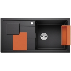 Zlewozmywak BLANCO SITY XL 6 S ANTRACYT PRAWA, INFINO, Z AKCESORIAMI ORANGE 525 056
