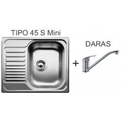 Zlewozmywak Blanco TIPO 45 S mini gładki + bateria DARAS chrom
