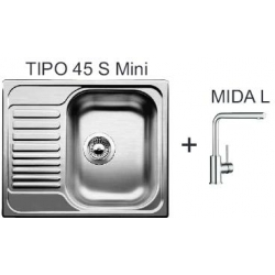 Zlewozmywak Blanco TIPO 45 S mini gładki + bateria MIDA L chrom