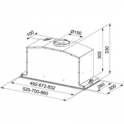 Okap podszafkowy FRANKE BOX PLUS GLASS FBI 737 XS/WH 305.0528.841