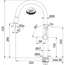 Bateria Franke PESCARA UP&DOWM CHROM 115.0523.286