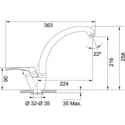 Bateria Franke VEGA kamienno szary 115.0334.567 WYPRZEDAŻ