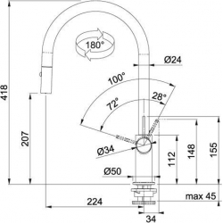 Bateria Franke AMBIENT PULL-OUT BIAŁY POLARNY 115.0289.514