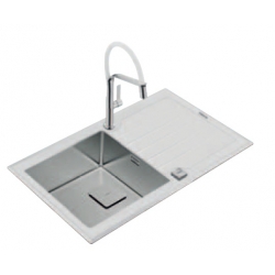 Zlewozmywak Teka LUX R15 86 1B 1D DIAMOND szkło białe + stal 115100012