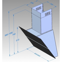 Okap kuchenny Pyramis ALBAGIA 90 czarne szkło/inox 065101701