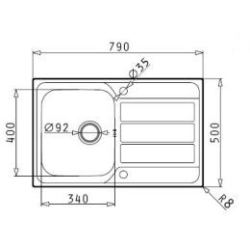 Zlewozmywak ATHENA 79x50 1B 1D + bateria BELLO