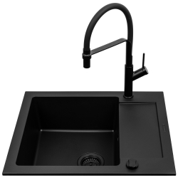 Zlew. MIDO (62x50) 1B 1D Black Edition + Bateria FLEXOS