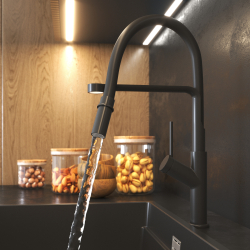 Zlew. MIDO (62x50) 1B 1D Black Edition + Bateria FLEXOS