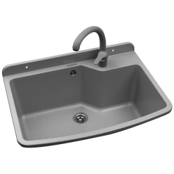 Umywalka ogrodowa Max, szary granit + bateria Ossia