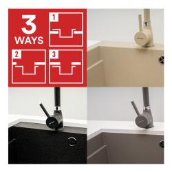 Zlew. SIROS (47x51,5) 1B Black Edition + Bateria SERINA