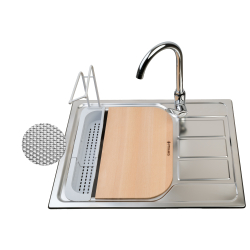 Zlewozmywak ATHENA 62x50 1B 1D LEN + bateria LUNGO