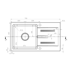 Zlew. KARPATHOS 76x44 1B 1D volcano Black Edition