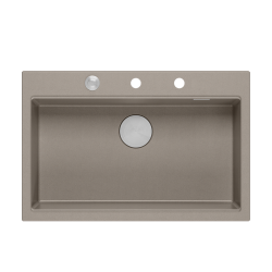 MARC 110 WORKSTATION GraniteQ zlewozmywak 1-komorowy 760*500*220 mm soft taupe + syfon push to open + dozownik stal szcz.+ wkładka ociekowa+ Qmata +de