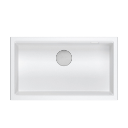 LOGAN 110 GraniteQ zlewozmywak snow white 76x44x23,5 cm 1-komorowy wpuszczany z syfonem manualnym stal szlachetna