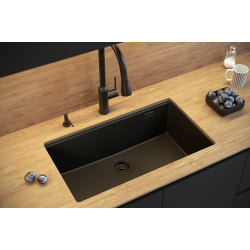 LOGAN 110 GraniteQ zlewozmywak snow white 76x44x23,5 cm 1-komorowy wpuszczany z syfonem manualnym stal szlachetna