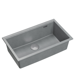 LOGAN 110 GraniteQ zlewozmywak silver stone 76x44x23,5 cm 1-komorowy wpuszczany z syfonem manualnym stal szlachetna
