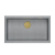 LOGAN 110 GraniteQ zlewozmywak silver stone 76x44x23,5 cm 1-komorowy wpuszczany z syfonem manualnym złoty
