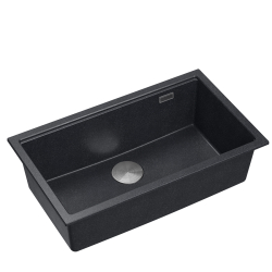 LOGAN 110 GraniteQ zlewozmywak black diamond 76x44x23,5 cm 1-komorowy wpuszczany z syfonem manualnym stal szlachetna