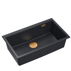 LOGAN 110 GraniteQ zlewozmywak black diamond 76x44x23,5 cm 1-komorowy wpuszczany z syfonem manualnym miedziany