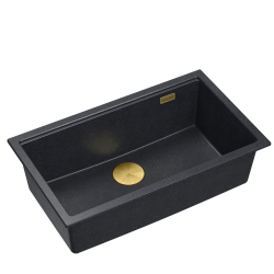 LOGAN 110 GraniteQ zlewozmywak black diamond 76x44x23,5 cm 1-komorowy wpuszczany z syfonem manualnym złoty