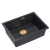 LOGAN 100 GraniteQ zlewozmywak black diamond 56x45x21,5 cm 1-komorowy podwieszany z syfonem manualnym miedziany