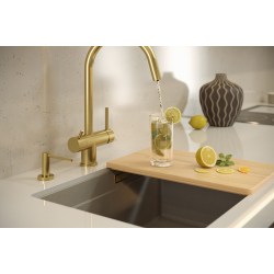 LOGAN 100 GraniteQ zlewozmywak snow white 56x45x21,5 cm 1-komorowy podwieszany z syfonem manualnym miedziany