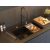 QUADRON | MARC 110 FM PRODUKT NA ZAMÓWIENIE | granitowy zlewozmywak kuchenny CZARNY mat + STAL | wymiary: 75 x 49 x 24 cm | akcesoria: syfon, dozownik