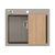 Quadron | KURT 110 | kuchenny zlewozmywak granitowy SOFT TAUPE | wymiary: 59,5 x 50 x 21,5 cm | akcesoria: syfon, dozownik, deska, Qmata, wkładka ocie