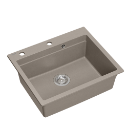 Quadron | KURT 110 | kuchenny zlewozmywak granitowy SOFT TAUPE | wymiary: 59,5 x 50 x 21,5 cm | akcesoria: syfon, dozownik, deska, Qmata, wkładka ocie