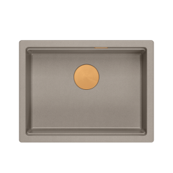 LOGAN 100 GraniteQ zlewozmywak soft taupe 56x45x21,5 cm 1-komorowy podwieszany z syfonem manualnym miedziany