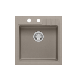PETER 110 GraniteQ zlewozmywak granitowy soft taupe 1-komorowy z/o (50x52x20) z syfonem i zaślepką