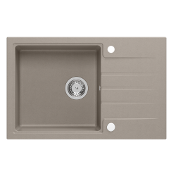 PETER 111 GraniteQ zlewozmywak granitowy soft taupe 1-komorowy z/o (78x50x20) z syfonem i zaślepką