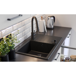 PETER 111 GraniteQ zlewozmywak granitowy soft taupe 1-komorowy z/o (78x50x20) z syfonem i zaślepką