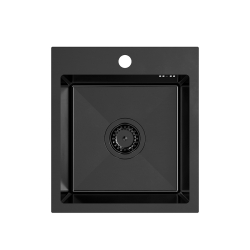 QUADRON LUKE 90 zlewozmywak stalowy black metal (40x45x20) z syfonem 1-komorowy b/o + bateria black metal
