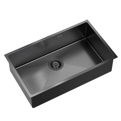 Quadron | ANTHONY 80 | stalowy zlewozmywak kuchenny GRAPHITE METAL PVD | wymiary: 74 x 44 x 20,5 cm | 1-komorowy podwieszany/wpuszczany | podbudowa sz