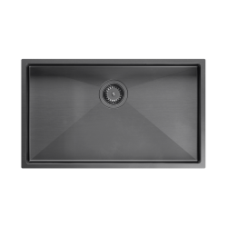 Quadron | ANTHONY 80 | stalowy zlewozmywak kuchenny GRAPHITE METAL PVD | wymiary: 74 x 44 x 20,5 cm | 1-komorowy podwieszany/wpuszczany | podbudowa sz