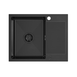 QUADRON LUKE 116 zlewozmywak stalowy black metal (60x48x20) z syfonem 1-komorowy z/o