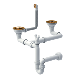 Odpływ zatyczkowy 3 1/2" z syfonem 2-komorowy PVD miedziany (GRANIT-pionowy), save space (12G14GR6-P2APVDC1)