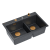 MARC 120 WORKSTATION GraniteQ zlewozmywak 2-komorowy 760*500*235 mm black diamond + syfon push to open + dozownik + deska + wkładka / elementy miedzia