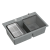 MARC 120 WORKSTATION GraniteQ zlewozmywak 2-komorowy 760*500*235 mm silver stone + syfon push to open + dozownik stal szcz.+ wkładka ociekowa+ Qmata +