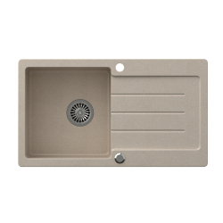 QUADRON JOHNNY 111 GraniteQ zlewozmywak granitowy river sand (beżowy) 1-komorowy z/o (77x44x18,5), z syfonem i zaślepką stal szlachetna