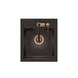 ART JOHNNY 100 (43x50x20,3) Art Copper Black Pearl z syfonem manualnym, baterią Maggie i dozownikiem - czarny opalizacja miedziana