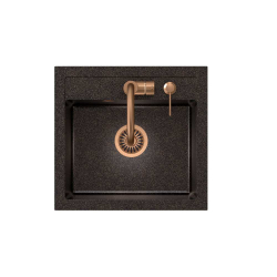 ART JOHNNY 110 (50x47x18,5) Art Copper Black Pearl z syfonem manualnym, baterią Naomi i dozownikiem - czarny opalizacja miedziana