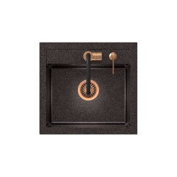 ART JOHNNY 110 (50x47x18,5) Art Copper Black Pearl z syfonem manualnym, baterią Maggie i dozownikiem czarny - opalizacja miedziana