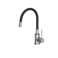 READY- SMART CZARNY zlewozmywak granitowy 1-k z/o (62x44x17,5) + bateria z elastyczną wylewką + dozownik stalowy + syfon