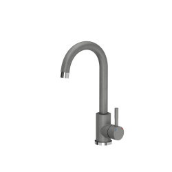 GO- MAX SZARY zlewozmywak granitowy 1-k z/o (77x44x17,5) + bateria w kolorze + syfon manualny z zaślepką