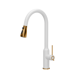 JESSICA Q LINE Pull out shower SteelQ snow white mat/Nano PVD miedź