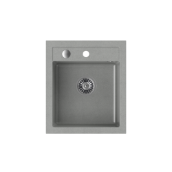 QUADRON JOHNNY 100 GraniteQ zlewozmywak granitowy silver stone 1-komorowy z/o (43x50x20), z syfonem i zaślepką stal szlachetna