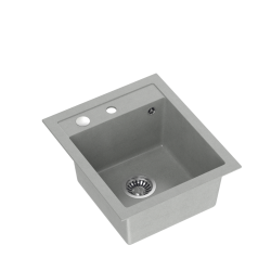 QUADRON JOHNNY 100 GraniteQ zlewozmywak granitowy silver stone 1-komorowy z/o (43x50x20), z syfonem i zaślepką stal szlachetna